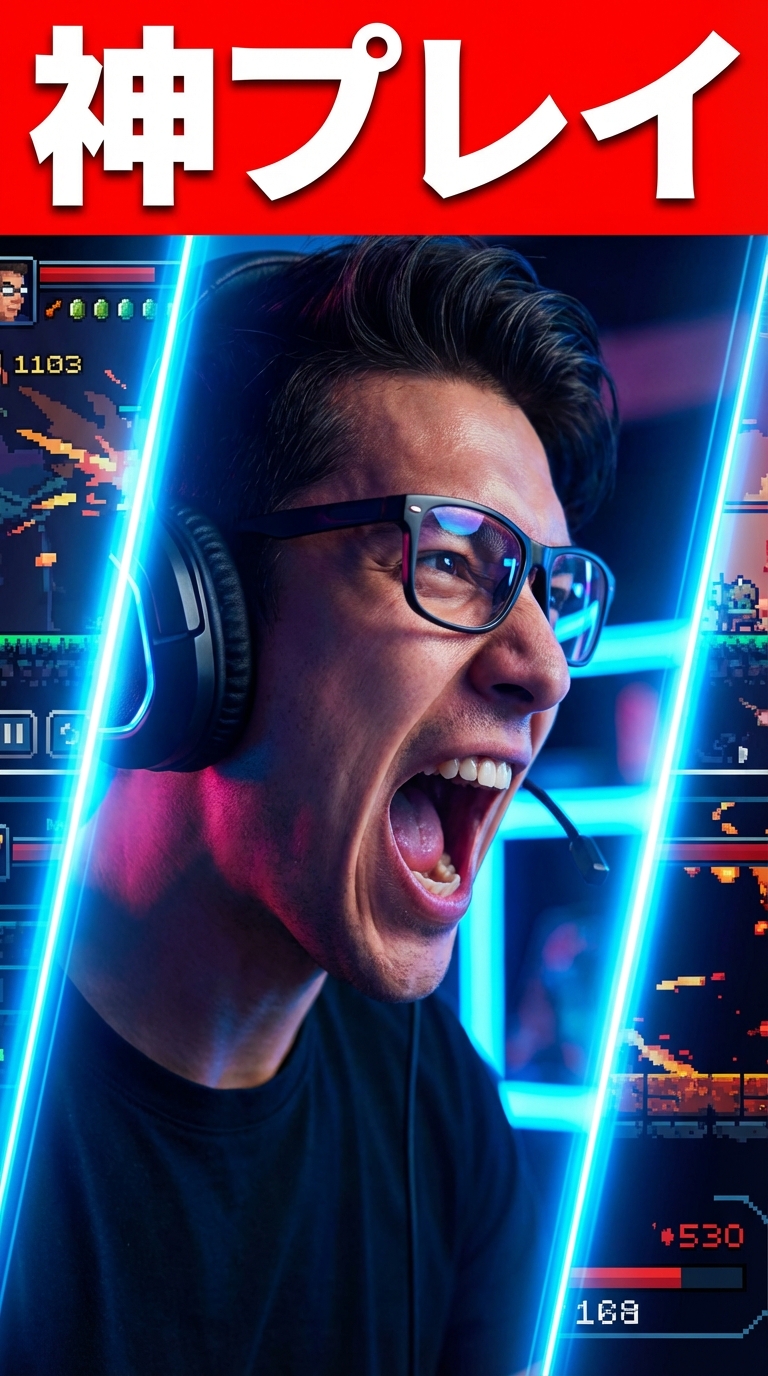 ゲーム実況Shortsサムネイルの例